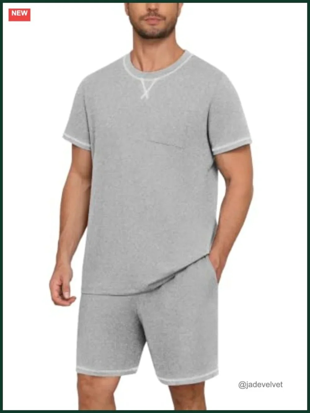 Men's 2 Piece Pajama Set with Pockets Short Sleeve Loungewear